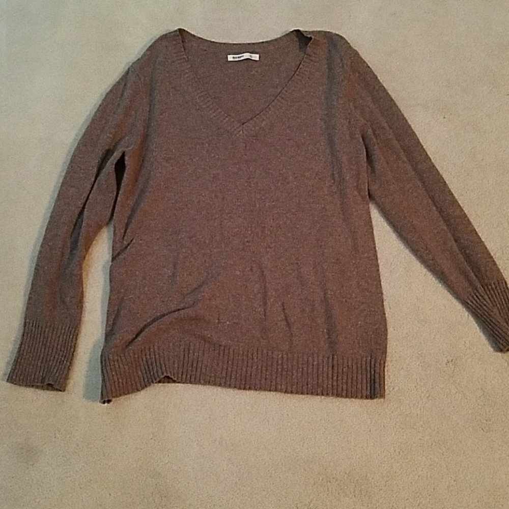 Light Brown/Grayish Tan Old Navy V-Neck Sweater